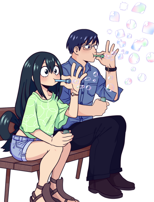 satenel:  i decided to line and color the recent sketch horikoshi posted on his twitter ! it was too adorable ToT ♥ !it’s transparent because i didn’t know what to do for the background so the bubbles are noticeable when you click it !