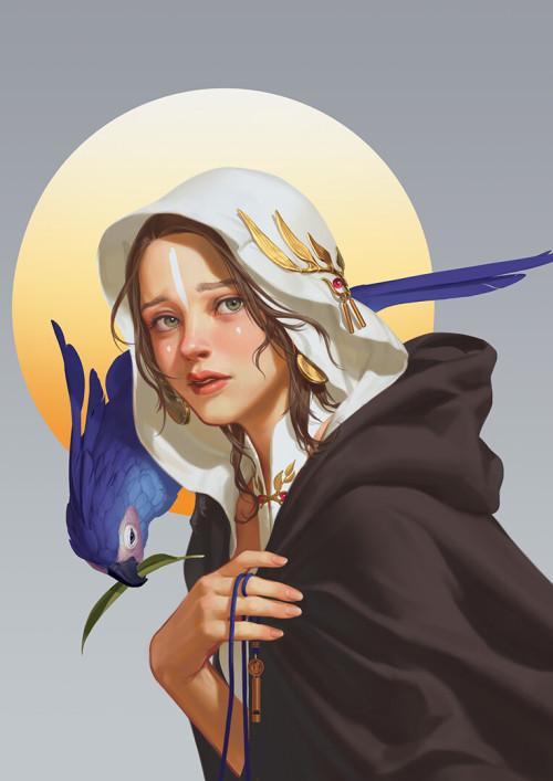 Woman and bird Sunme Lee https://www.artstation.com/artwork/Z5rG1Z