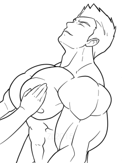 zephleitstalgav:  Imagine those are your hands touching the big meaty pecs of this handsome man…Another remake of an old sketch.