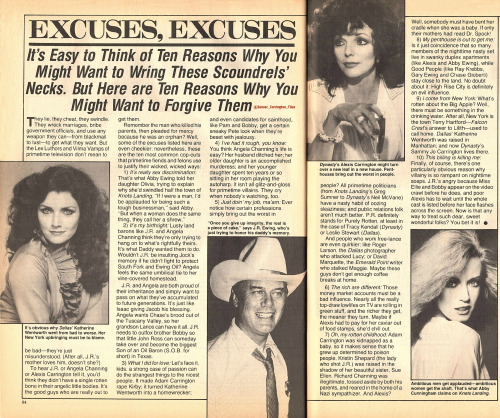 Tongue-in-cheek look at why the prime time soap villains are so mean from the August 1984 issue of D