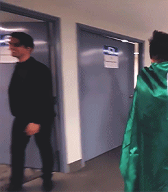 fighting-the-storm:  Brendon with his new choice of attire (aka a flag). 