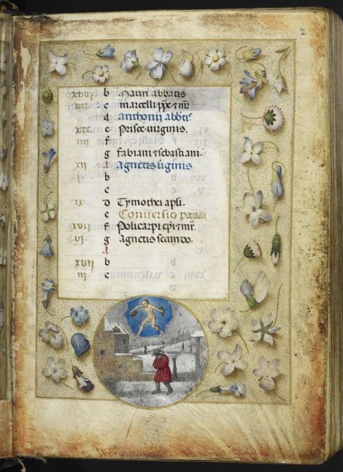 medievalpoc:Unknown Flemish ArtistThe Huth Hours: JanuaryFlanders: Ghent or Bruges (c. 1485)Illumina