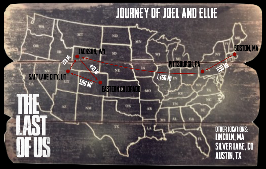 joel and ellie's journey map