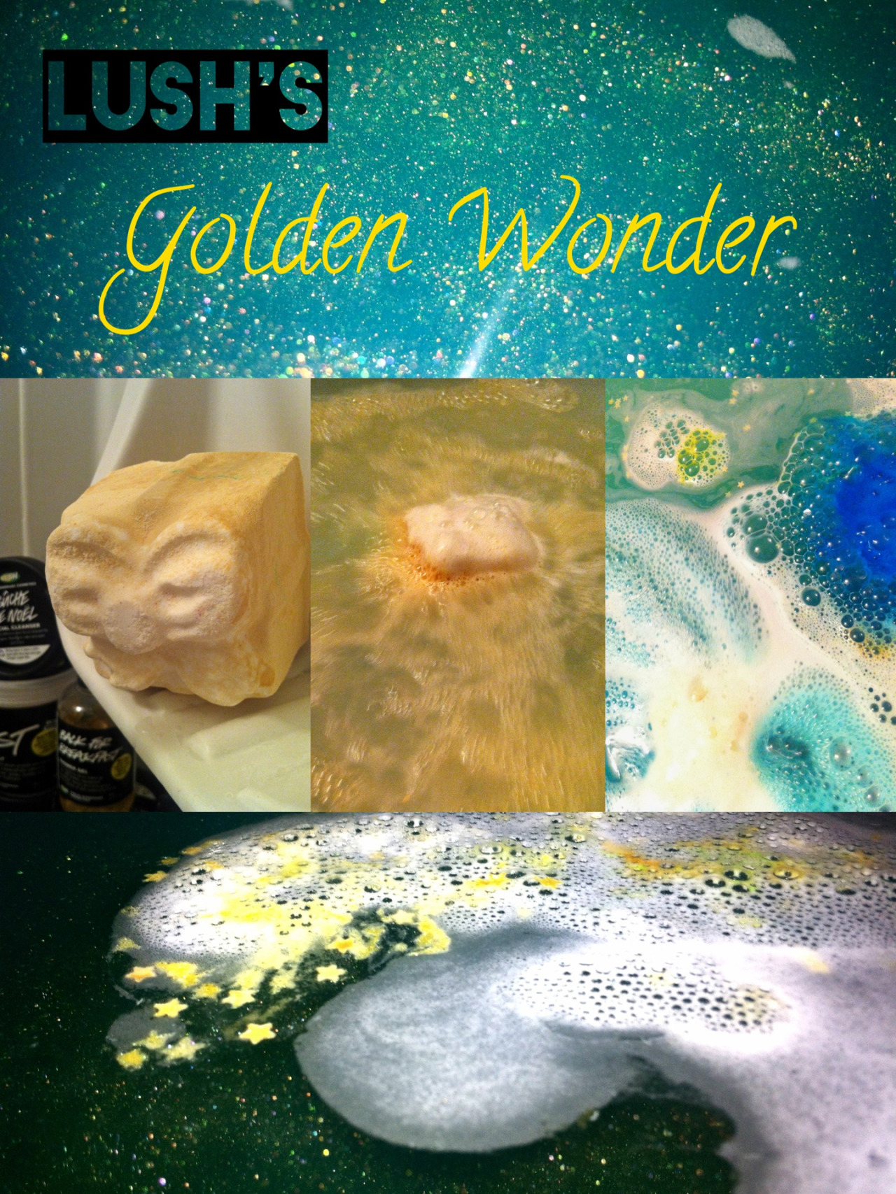 mykikioko:  Golden Wonder Bath Bomb! Fantastically scented little box full of sparkly,