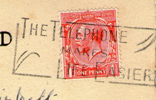 The Telephone makes life easierslogan postmark from a postcard dated 1932