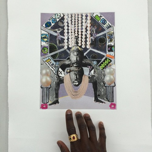 The pearl king in his chamber -  (Silkscreen, #photopolymer, and collage on paper.)