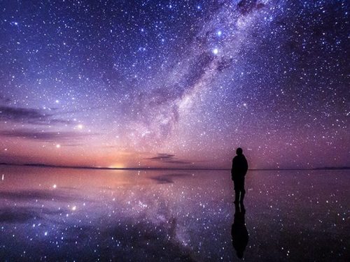 the-wolf-and-moon:  Uyuni Salt Flats, Walking On The Sky