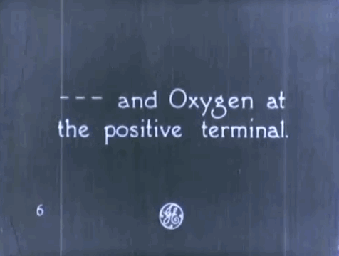 jtotheizzoe:  generalelectric:  Hydrogen and oxygen gases are produced using electrolysis in “Beyond The Microscope”, a science film about atoms made by GE in 1922.   These old films that GE has been putting on their Tumblr tell me that they basically
