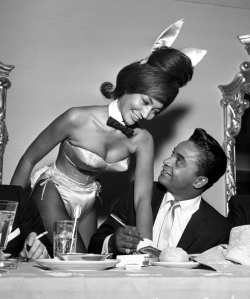 vintagegal:  Rock and roll singer Jackie Wilson autographs the cuff of a Playboy Bunny at a dinner for the Motion Picture Pioneers Association at the Playboy Club on November 19, 1962 in New York, New York (x) 