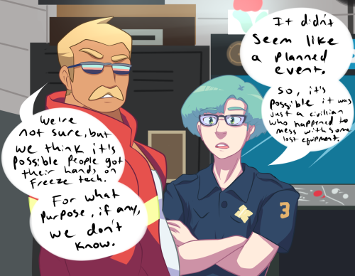 that-one-promare-comic:First panel: Meis: Ice?Lio: Was everyone okay?Galo (off-panel): Oh, yeah