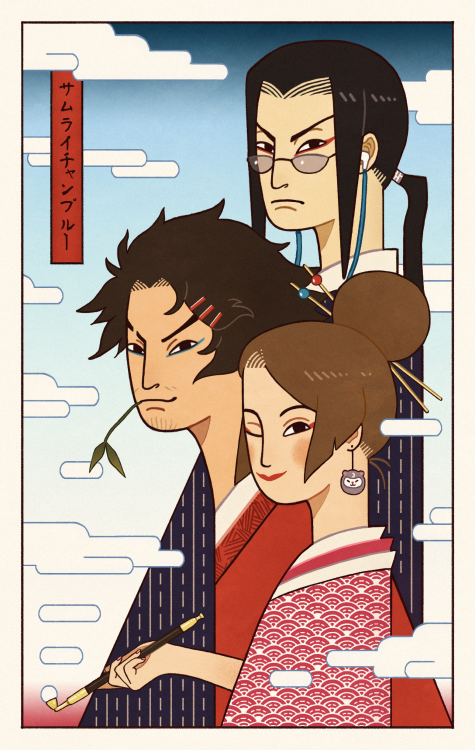 Ukiyo-e inspired piece for the @champloozine, focusing on the concept of anachronisms! All profits w