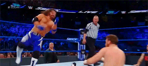 mith-gifs-wrestling:  Kevin’s flinches of horror in the background of Sami’s matches.