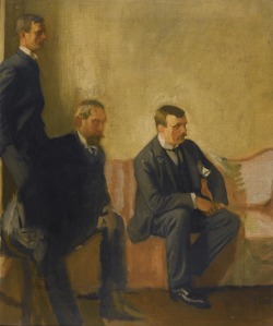 blastedheath:  William Rothenstein (English, 1872-1945), Henry Tonks, John Singer Sargent and Philip Wilson Steer, study for a composition, 1903. Oil on canvas, 76.5 x 63.5cm. 