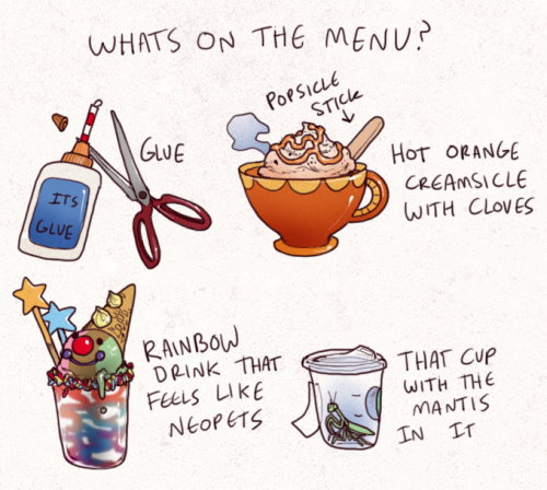 iguanamouth:i asked around for what kinda dream drinks youd like to order at a cafe somewhere and th