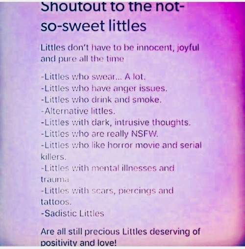 brattylilprincessangel: Littles luv I have no hate or judgement all Littles awesome