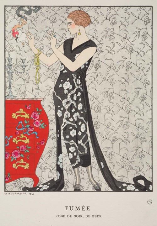French fashion plates from the Gazette du Bon Ton by George Barbier (each plate gives the date, the 