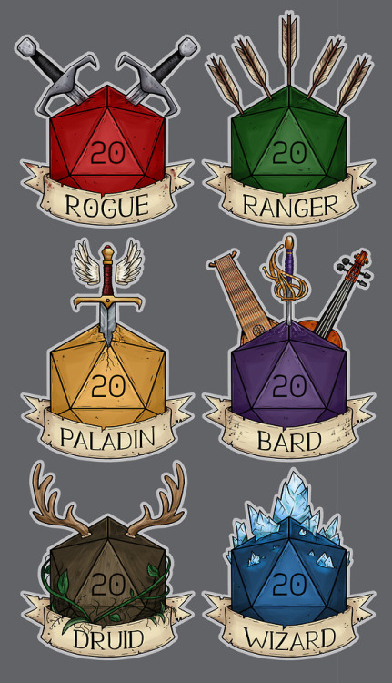 theirishhalfling: Did someone say new sticker designs…? ;)I thought some simple d20 class des