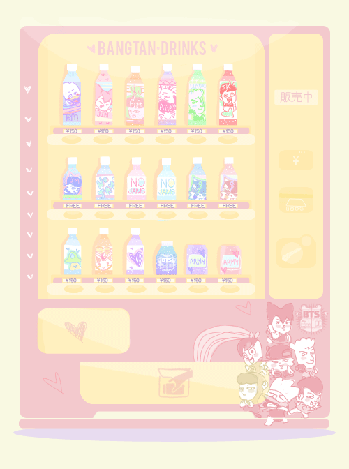 jungkookaholic-blog:  bangtan + drinks vending machine （ ´∀｀）☆ 