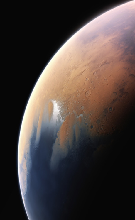 astronomicalwonders:  Ancient Oceans on MarsIt is now widely accepted that Mars was once a very wet place. About four  billion years ago Mars would have had enough water to  cover its entire surface in a liquid layer about 140 metres deep. It is likely