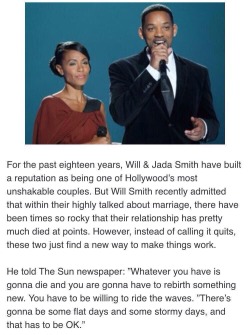 she-does-it-well:aintralph:Will and Jada are so important yall  This is so good  AMEN we all know life is hard not fair and rarely easy! why do we think that our most important relationship well ever have will be free from all that negativity. the devil