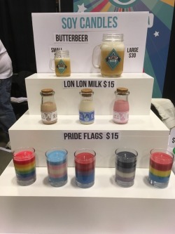 geekstudio:  At CK Expo today and this is my brand new candle display and pride candles!