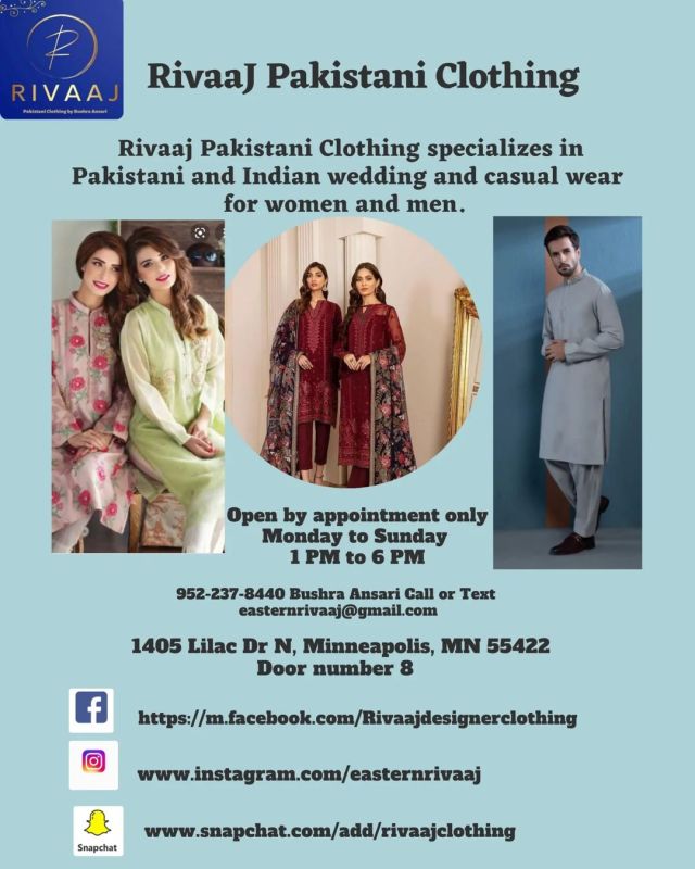 Rivaaj is Open today  4:30pm to 6:30pm    Rivaaj Pakistani Clothing Minneapolis MN  9522378440   #kurti  #dresses #desicloths  #Pakistaniclothing#womendresses#kurti#indianclothing#modestwomenclothing#shalwar#qameez#kurta #india  #indianfestival #aghanoorusa #chiffonfashion #forever21plusph #modestfashion #hijab #modesty  #modest #modestclothing  #modestwear  #fashionblogger  #muslimfashion #modestdresses #silkkurti #menkurtas #ramadan2022 #africanmuslim   (at Minneapolis, Minnesota) https://www.instagram.com/p/CdZLd3SOczn/?igshid=NGJjMDIxMWI= #kurti#dresses#desicloths#pakistaniclothing#womendresses#indianclothing#modestwomenclothing#shalwar#qameez#kurta#india#indianfestival#aghanoorusa#chiffonfashion#forever21plusph#modestfashion#hijab#modesty#modest#modestclothing#modestwear#fashionblogger#muslimfashion#modestdresses#silkkurti#menkurtas#ramadan2022#africanmuslim