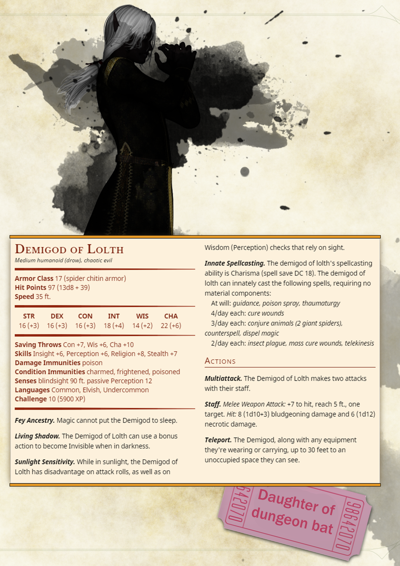 Lolth stats 5e