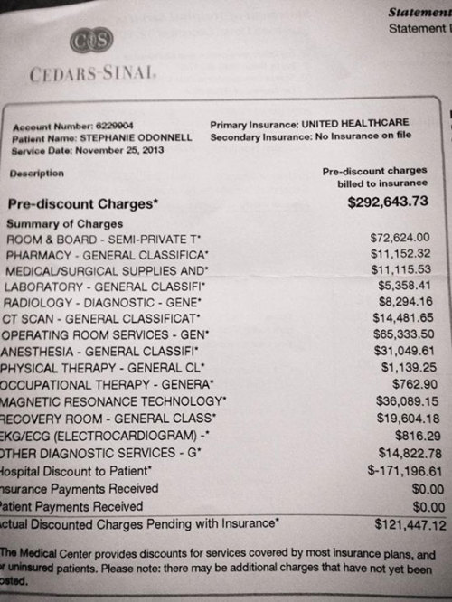 daddybearthings:  daydreamerofyesterday:  misandryad:  edwardspoonhands:  keab42:  cold-neverbotheredmeanyway:  ohitsjustkim:  stammsternenstaub:  kirkwa:  And This Is Why You Shouldn’t Get Sick In America Many believe that the US healthcare system