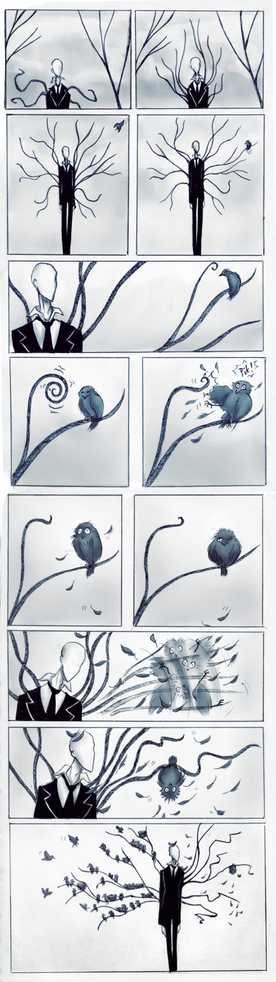 typhonicbunny:  Slender and a bird. by Paradoxoid