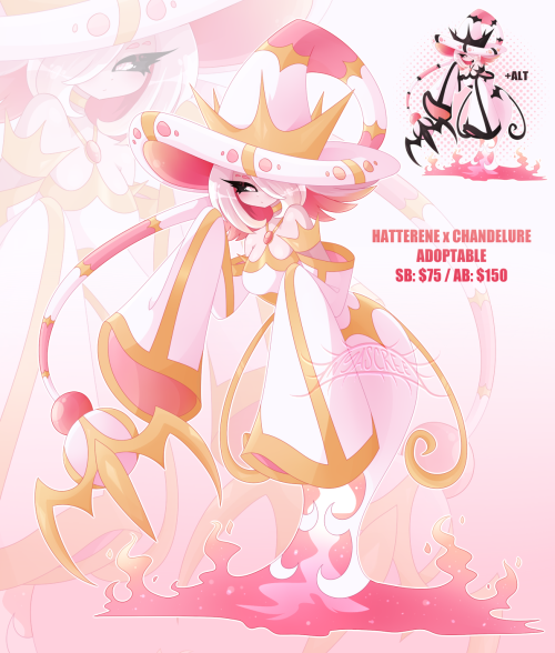 hungrykuroneko:Have some more pokefusion adopts ♥ (claimed) Omg the Hatterene x Chandelure <3