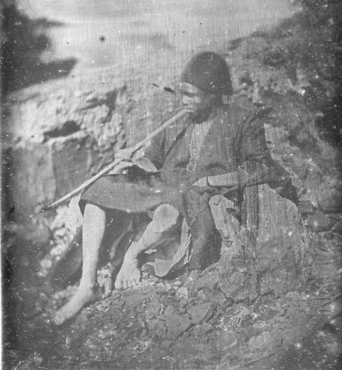 Daguerreotype portrait of a sailor smoking a pipe in Cairo, Egypt, taken by French photographer Jose