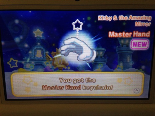 soninjua:  MASTER HAND WAS IN A KIRBY GAME? AND NO ONE TOLD ME THIS?  SAKURAAAAAIIII!!  He was a Mini-Boss in Kirby & the Amazing Mirror