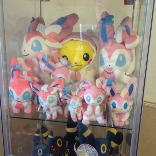 yoshijoshii:  My Sylveon collection so far! I love the pink fairy fox.   And I wonder where my wages go…
