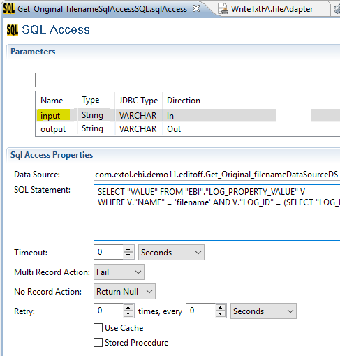 cleo Clarify SQL Access for LOG PROPERTY GROUP