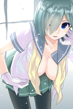 akirakitty:  cleavage hamakaze (kancolle) kantai collection no bra open shirt pantyhose seifuku tong (kirisaki312) | #323226 | yande.re