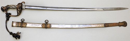 Colonel John C. McQuiston, 123rd Indiana Infantry, his spiral silver hilt presentation sword with Ba