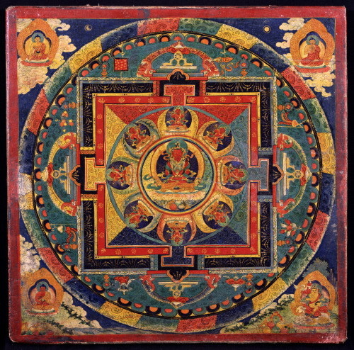 Mandala of Amitayus (Amitabha/Amida Buddha).  Unknown Tibetan artist, 19th century.  Now in the Rubi