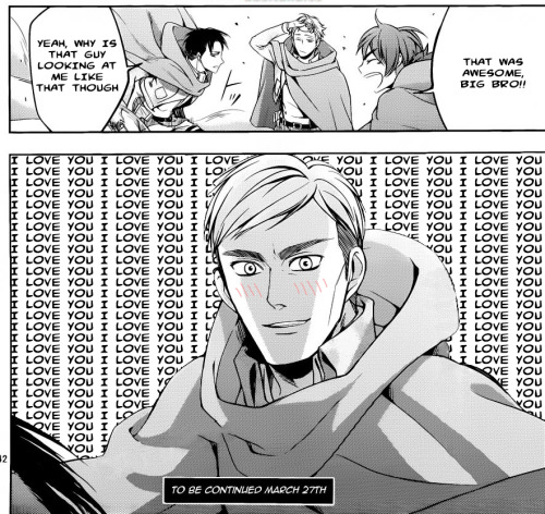 ohgorgeouslevi:  Erwin’s thoughts on Levi’s first titan kill :3 
