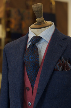 drakes-london:  Burgundy and Blues Available at No.3 Clifford St 