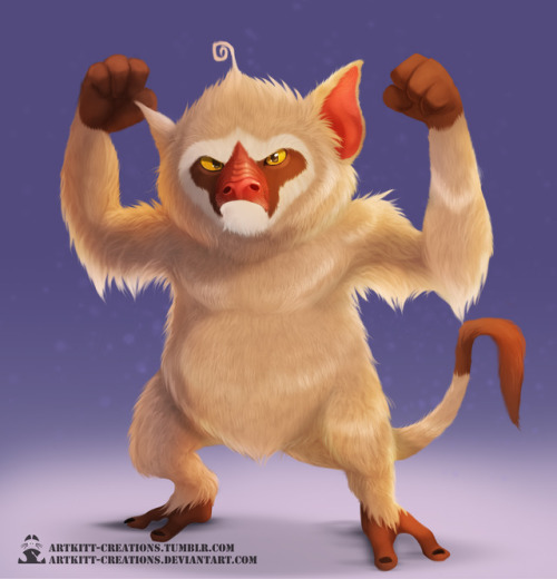 artkitt-creations: Kanto - Mankey A cheeky little monkey-thing, wanna fight? Experimenting new new b