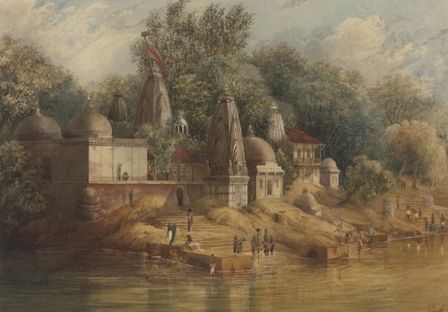 Temples at river, by Julius Middleton Boyd