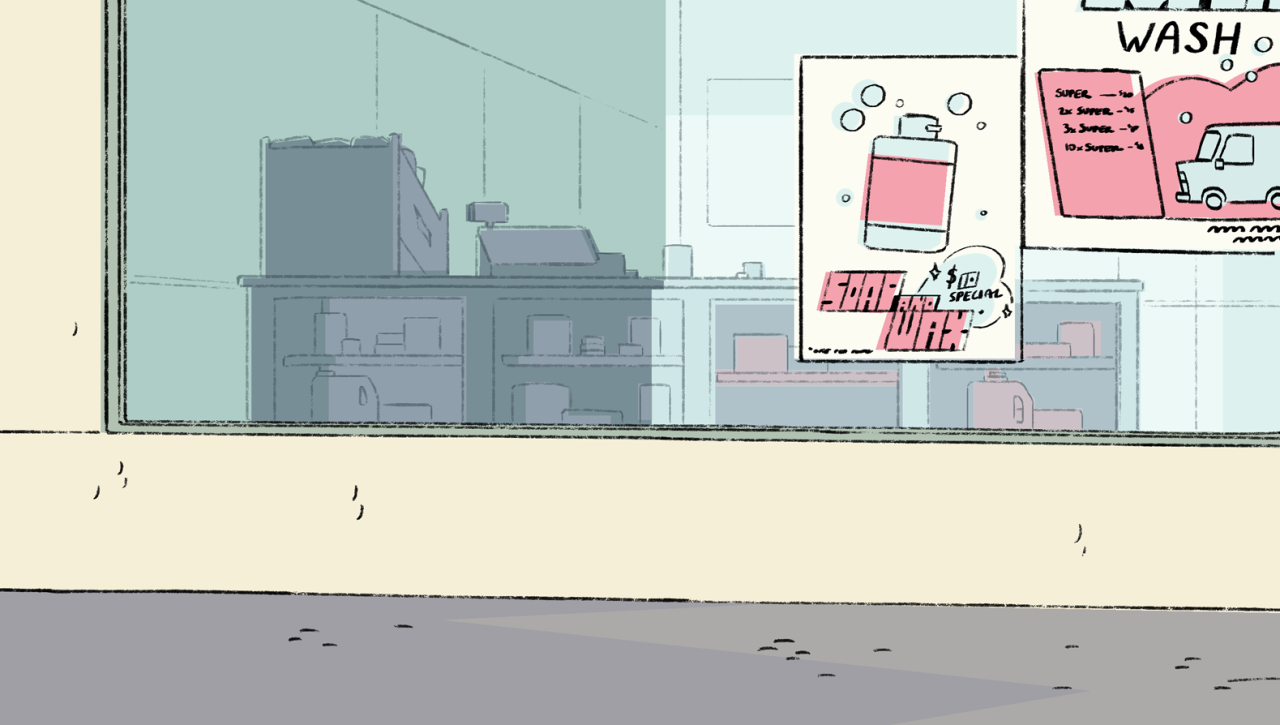 A selection of Backgrounds from the Steven Universe episode: Shirt ClubArt Direction: