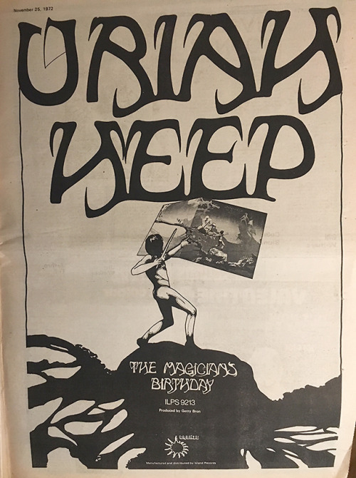 Uriah Heep, NME ad for their great The Magicians Birthday album, 1972