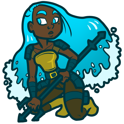 Bonus daily drawing: water genasi fighter. Tried a thicker line weight this time. 