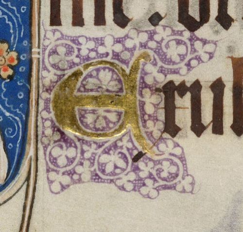 Two Beautifully decorated letters from The Luttrell Psalter -  f198v-199rManuscript produced in Linc