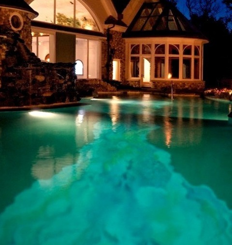 Chicago Infinity Pool Large Mediterranean Backyard Stone And A Custom-shaped Infinity Hot Tub Are Ideas
