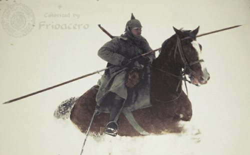 Bisbee Daily Review #OTD Feb 18 1915 published this picture of a German Lancer caught in a snow drif