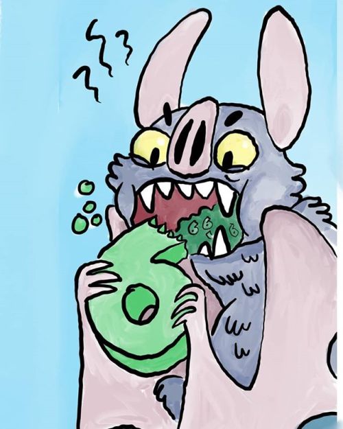 eruditebaboon:Yesterday’s daily phone drawing was a bat eating the number six #dailydrawing #dailydo