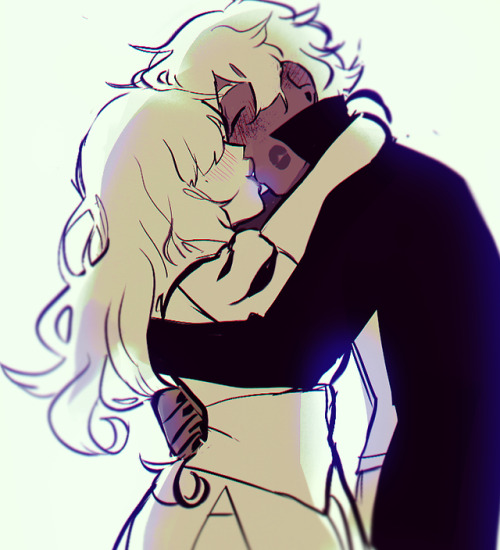 crybabytime:  took a lil break from a painting to draw my best faves kissing bc sometimes u just gotta 8′)Patreon