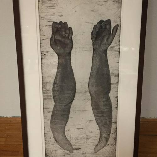 <p>Sometimes you put a piece down upside down and you decide last minute to switch the wiring. This piece now hangs like this. #printmaking #etching #MFAthesis #grasp</p>